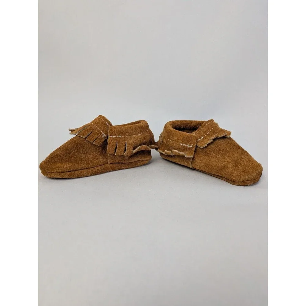 Baby Moccasins Leather Shoes Fringe Boot Sz 3 Soft Sole Infant Boy Girl NB